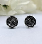 Black Oxidised Vintage Boho Jwelery Star and moon Design Stud Earrings 925 Sterling Silver