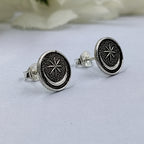 Black Oxidised Vintage Boho Jwelery Star and moon Design Stud Earrings 925 Sterling Silver