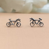Small Bicycle Stud Earring Toy Stud for Kids Children Handmade Gift Motorcycle Stud with Pushback 925 Sterling Silver Cute Gift Sports Lover