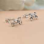 Small Bicycle Stud Earring Toy Stud for Kids Children Handmade Gift Motorcycle Stud with Pushback 925 Sterling Silver Cute Gift Sports Lover