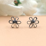 Silver Daisy Stud Earrings Flower Stud Post Floral Stud Earrings Handcrafted Gift Stud Pushback Solid 925 Cute Gift for Girls Daughter Wife