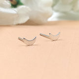 Silver celestial jewelry sterling post handmade Crescent Little Moon Stud Earring Minimalist Stud with Pushback
