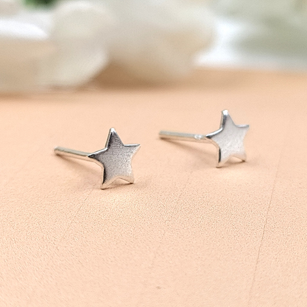 Silver celestial jewelry sterling post handmade star of david earring Crescent Sparkling Stud Minimalist Stud with Pushback Solid 925