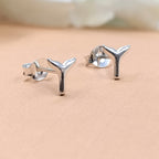 925 Sterling Silver Whale Fin Ear Studs Whale Tail Stud Earrings Ear Fin Surfer Diver Jewelry