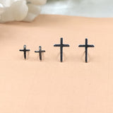 Silver Cross Flathead Back Earring Spritual Gift Minimalist Handmade Baptism gift Stud with Pushback 925 Sterling Free shipping