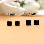 Black Square Stud Earring Silver Stud Earrings 925 Cubic Jewelry Enamel Stud Handmade Gift Gift for Black Lover Jwelery for Mother Daughter