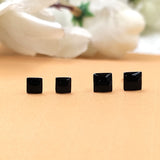 Black Square Stud Earring Silver Stud Earrings 925 Cubic Jewelry Enamel Stud Handmade Gift Gift for Black Lover Jwelery for Mother Daughter