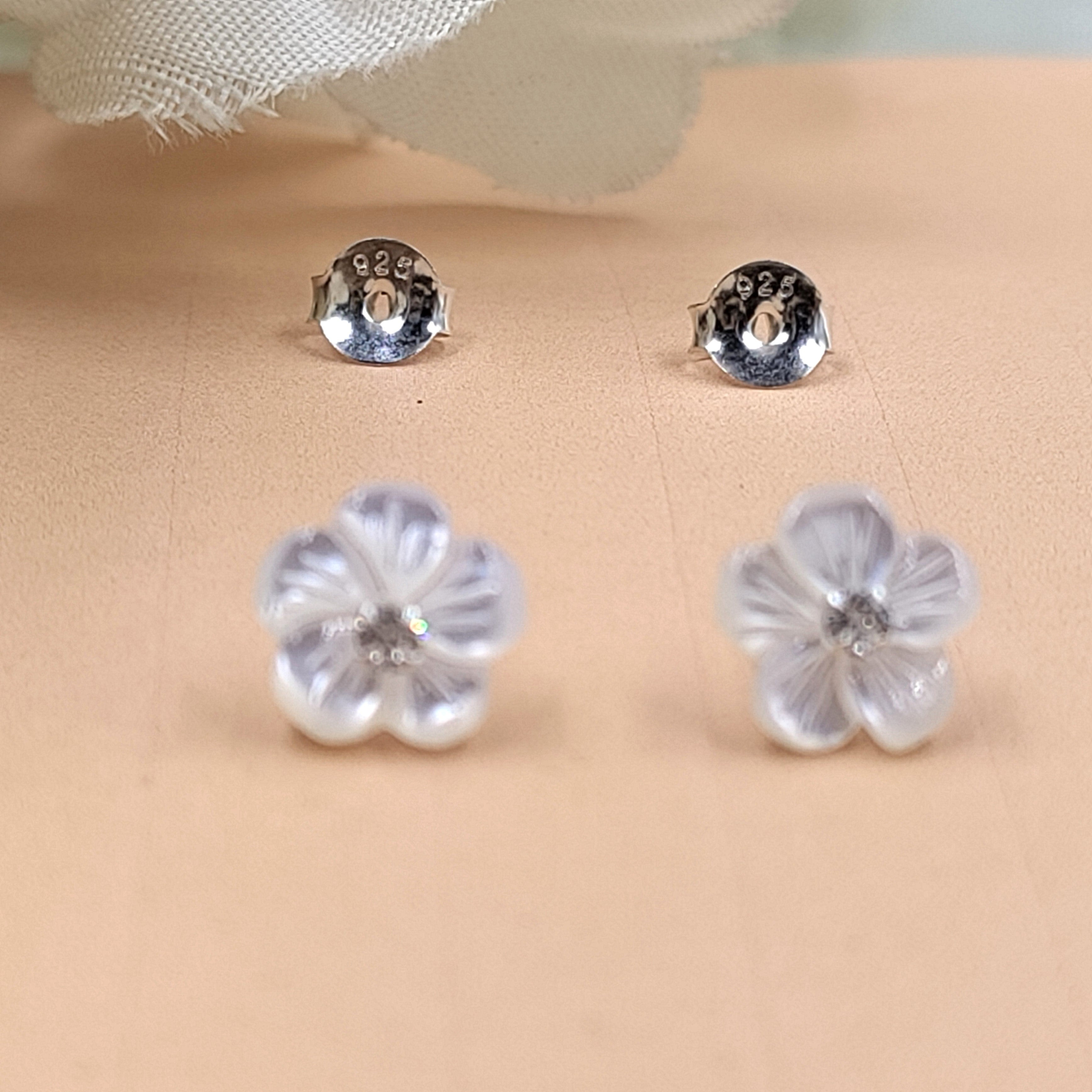 Silver Flower Stud Lily Flower Stud Post Blossom Floral Earring Handcrafted Gift Stud Pushback Solid 925 Cute Gift for Girl Daughter