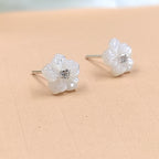 Silver Floral Stud Earring Flower Stud Post Blossom Floral Earring Handcrafted Gift Stud Pushback Solid 925 Cute Gift for Girl Daughter Wife