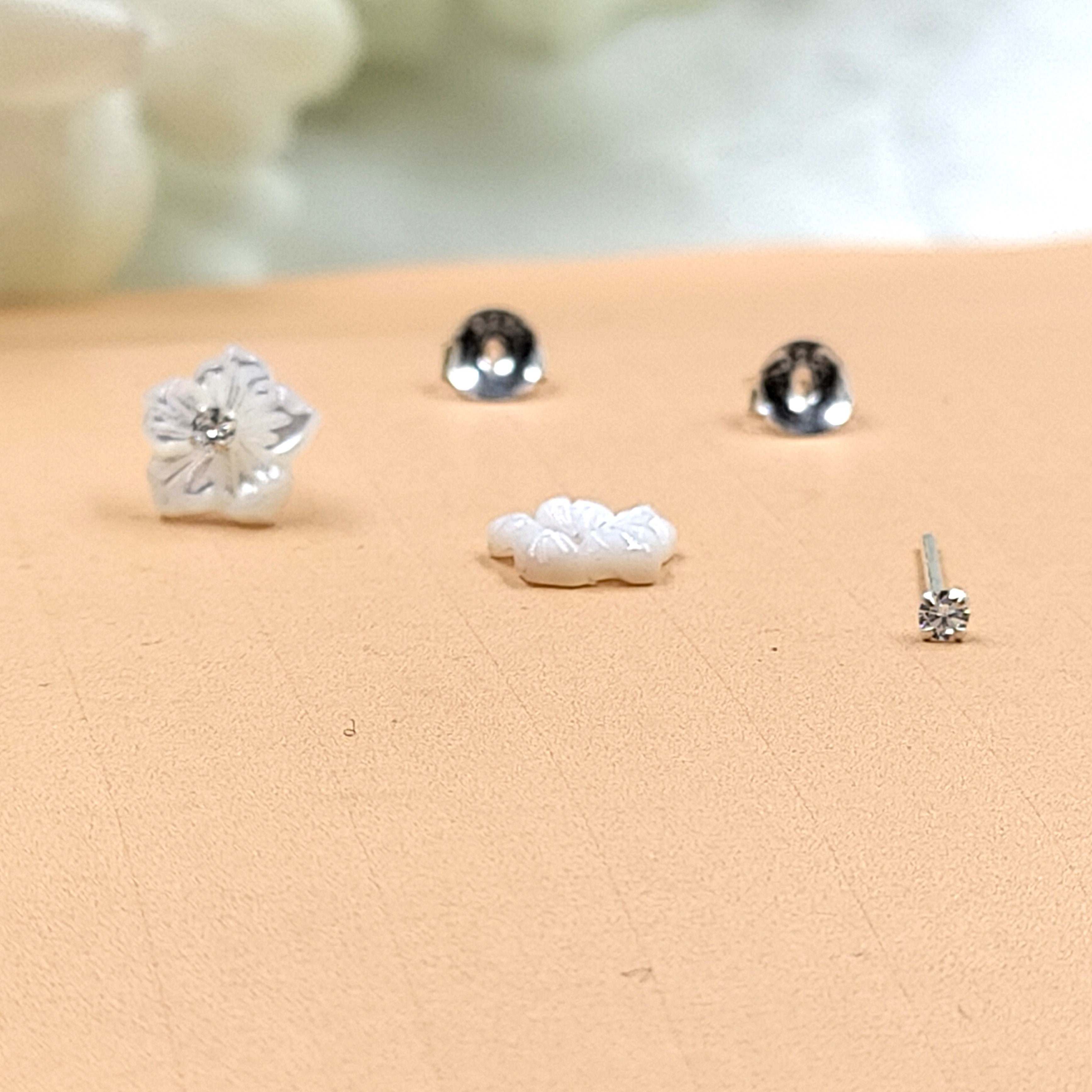 Silver Floral Stud Earring Flower Stud Post Blossom Floral Earring Handcrafted Gift Stud Pushback Solid 925 Cute Gift for Girl Daughter Wife