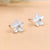 Silver White Stud Earring Cubic Ziriconia Flower Stud Post bridesmaid Floral Earring Handcrafted Gift Stud Pushback Solid 925 Cute Gift