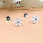 Silver White Stud Earring Cubic Ziriconia Flower Stud Post bridesmaid Floral Earring Handcrafted Gift Stud Pushback Solid 925 Cute Gift