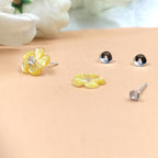 Silver Cute Flower Earring CZ Solitaire Stud Post Pretty Floral Earring Handmade Gift Stud Pushback Solid 925 Cute Gift for Grandmother