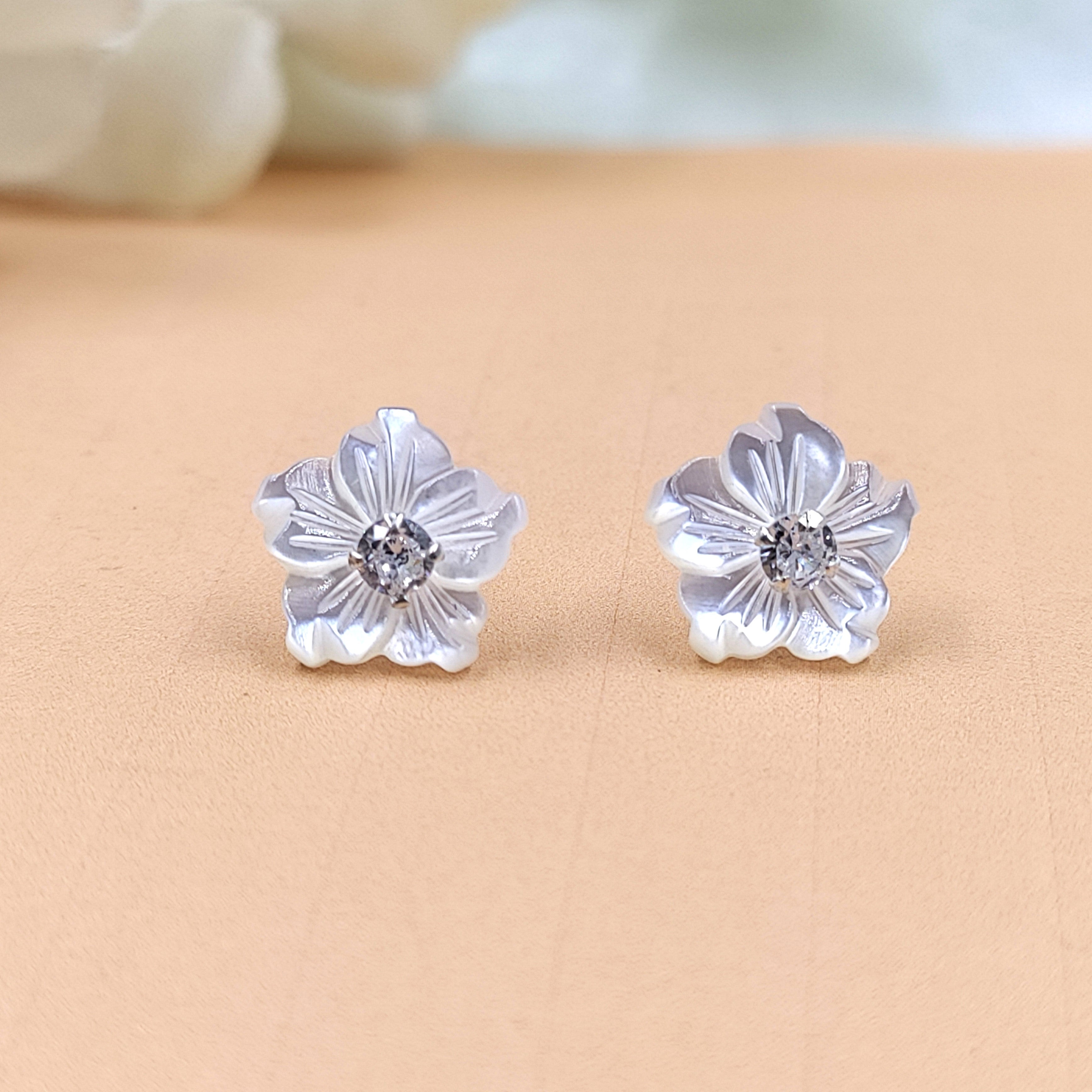 Silver Floral Stud Earring Flower Stud Post Blossom Floral Earring Handcrafted Gift Stud Pushback Solid 925 Cute Gift for Girl Daughter Wife
