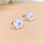 Silver Floral Stud Earring Flower Stud Post Blossom Floral Earring Handcrafted Gift Stud Pushback Solid 925 Cute Gift for Girl Daughter Wife