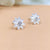 925 Silver White Stud Earring Cubic Ziriconia Flower Stud Floral Earring Handcrafted Gift Stud with Pushback Cute Present for girlfriend