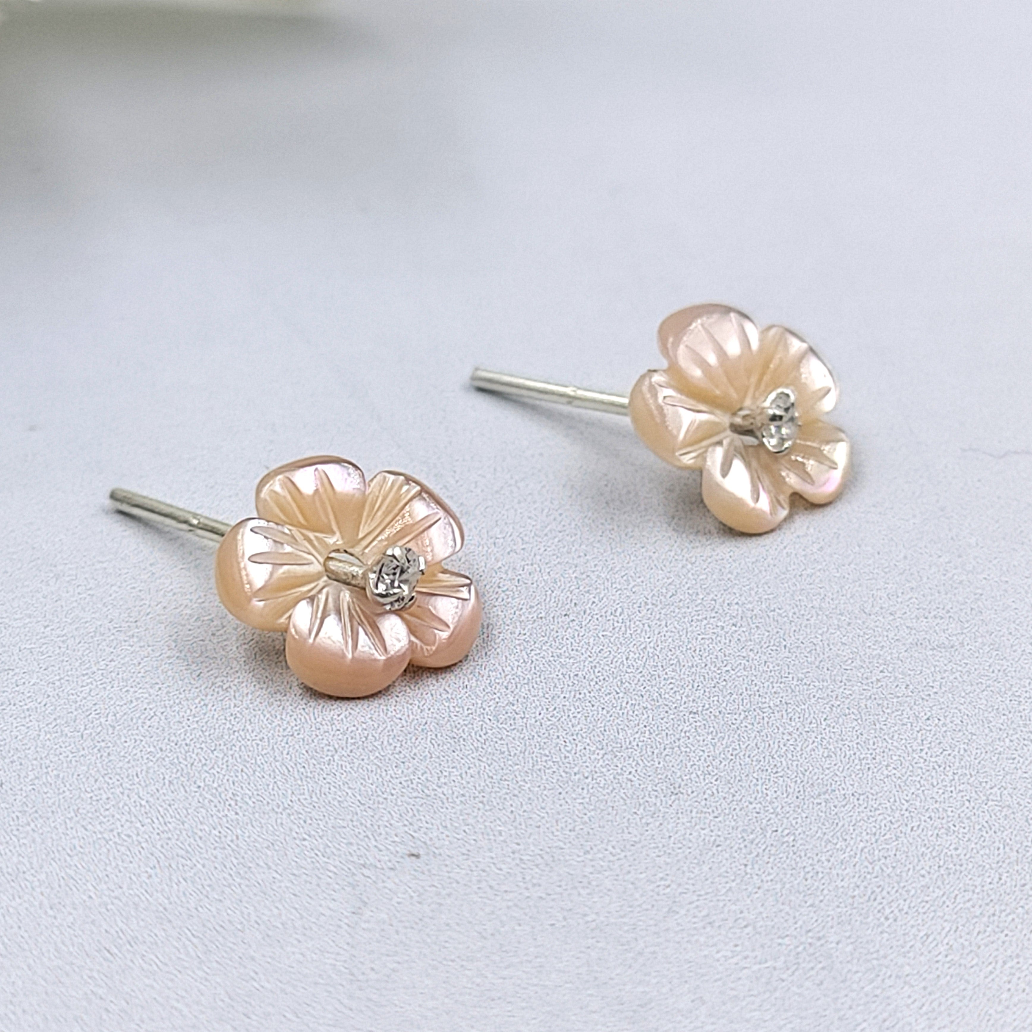 Silver Flower Earring Lily Flower Stud Post Blossom Floral Earring  Solid 925