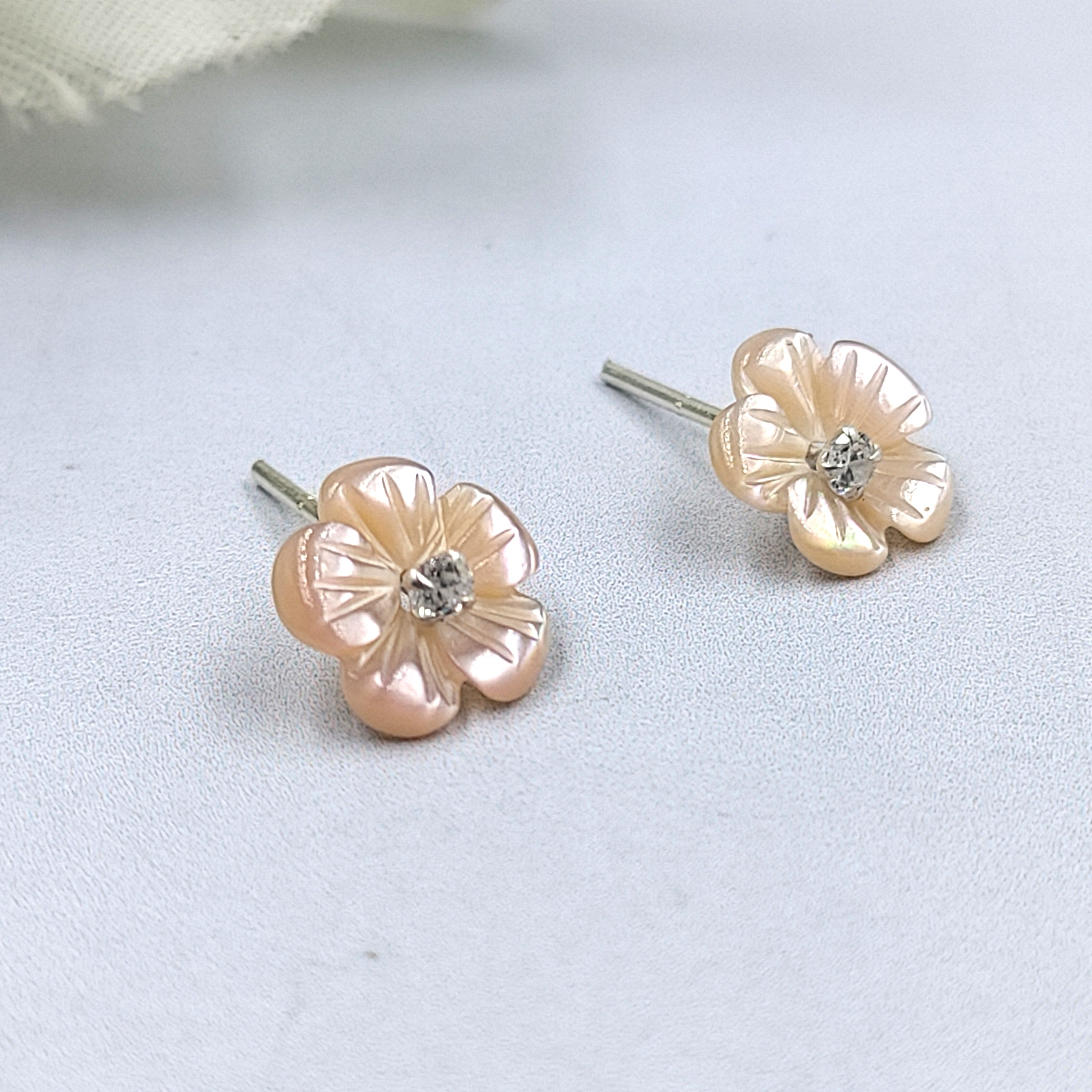 Silver Flower Earring Lily Flower Stud Post Blossom Floral Earring  Solid 925