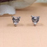 Heart Cut Diamond CZ 4 MM Stud Earring Soliatire Stud Minimalist Handmade Stud with Pushback 925 Silver Gift for Girlfriend Valentine