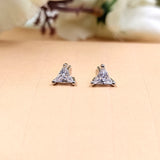 Solitaire Stud Earring Cute Diamond 4 MM CZ Stud Triangle Minimalist Handmade Stud with Pushback 925 Silver Gift for lover Girlfriend
