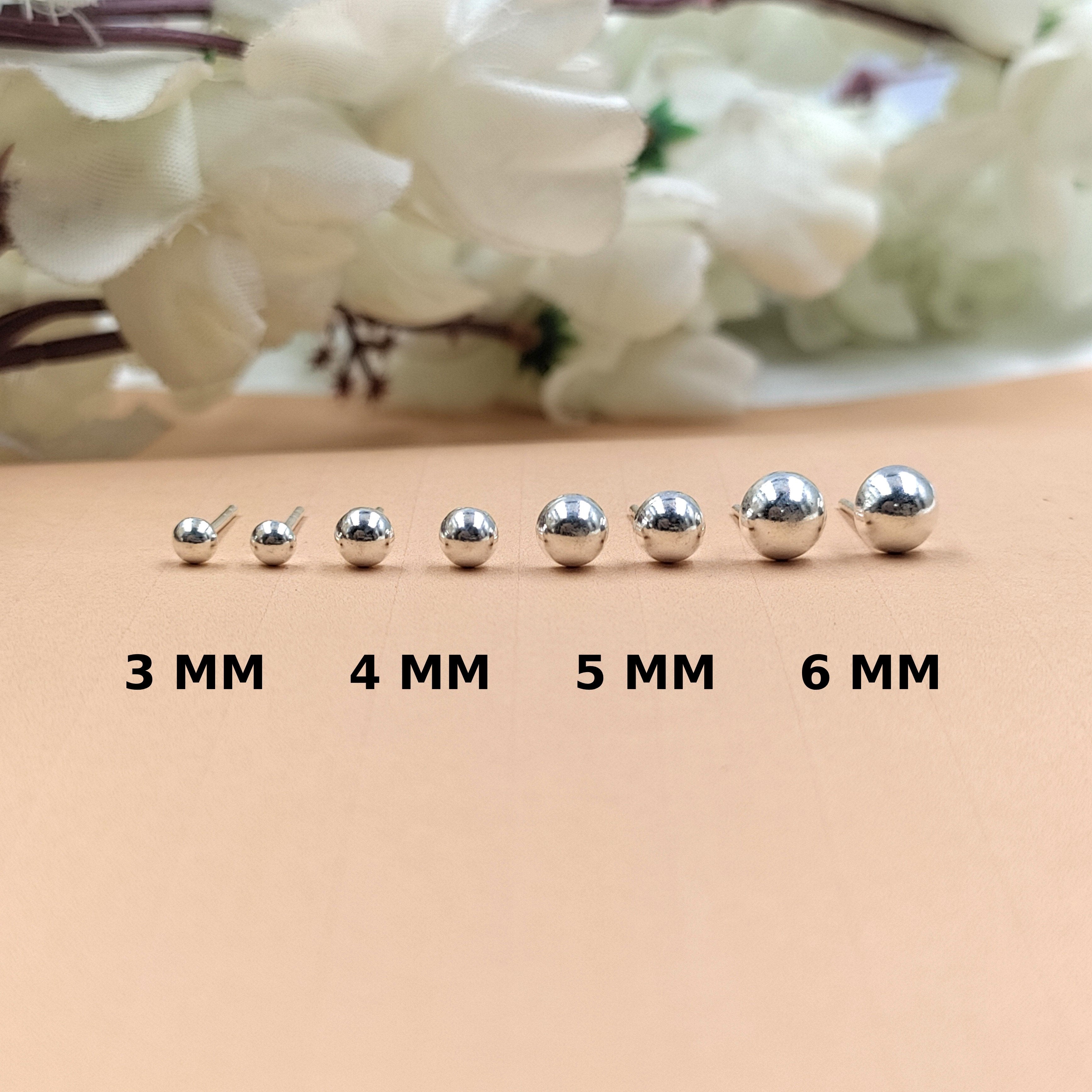 Solid Silver Round Stud Earrings Silver Stud Earrings Classic Minimal Art Handmade Gift 925 Silver Gift for Mother Sister