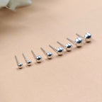 Solid Silver Round Stud Earrings Silver Stud Earrings Classic 925 Silver