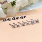 Solitaire Stud Earring Round Diamond Cubic Zirconia Stud Earrings 925 Silver