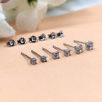 Solitaire Stud Earring Round Diamond Cubic Zirconia Stud Earrings 925 Silver