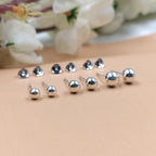 Solid Silver Round Ball Shape Stud Earrings Stud Earrings Classic925 Silver