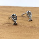 925 Sterling Silver Beautiful Fish Design Studs Earrings CZ Diamonds Minimalist Handmade Cute Gift Studs with Push back Gift for Sea lover