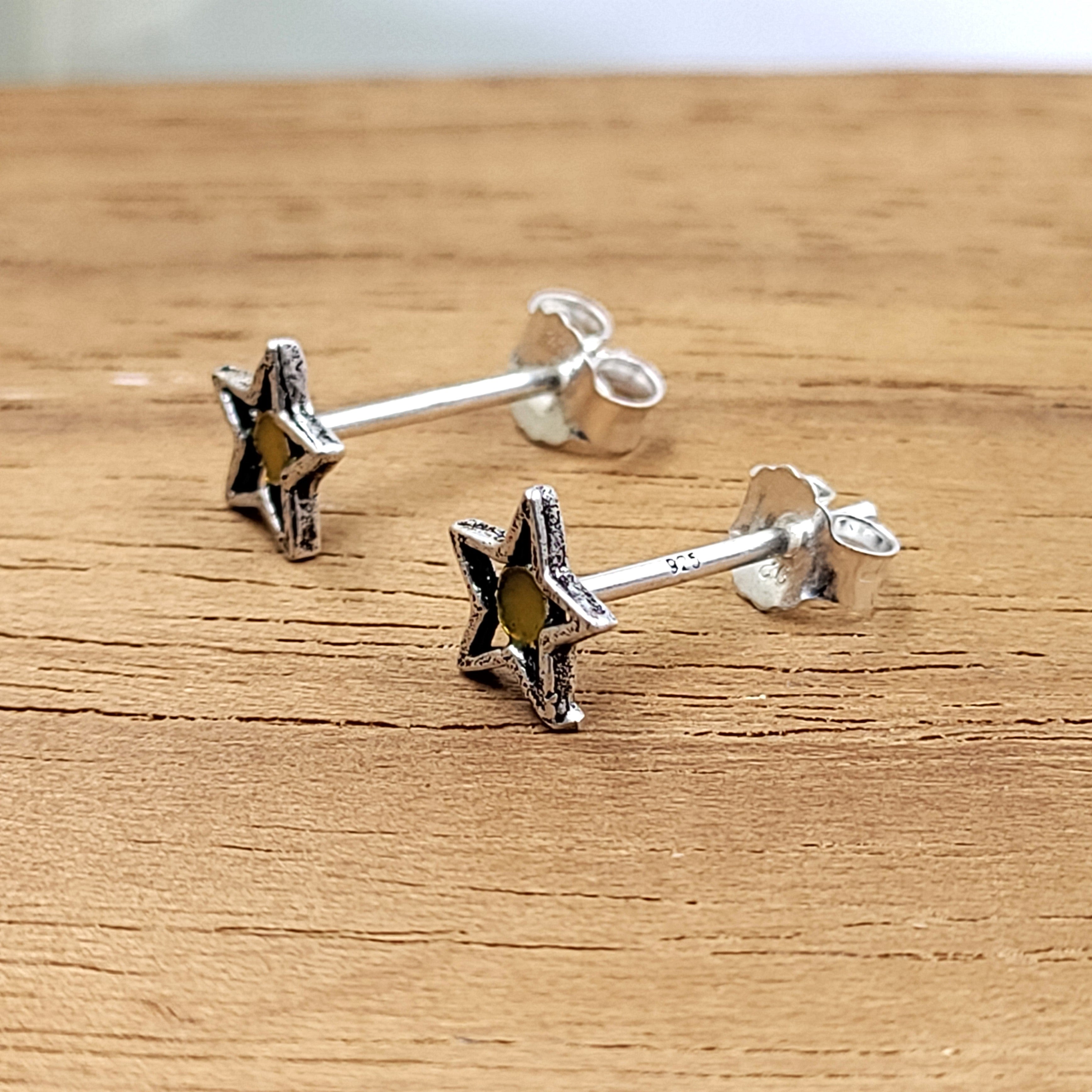 Pretty Star Of David Stud Earring Geometric Star Birthday Gift Lovely Minimalist Handmade Studs with Pushback 925 Sterling Silver