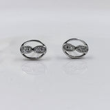Sterling Silver 925 Cute Infinity in Round Design Stud Earrings Every Day Wear CZ Diamonds Minimalist Handmade Gift Studs with Push back