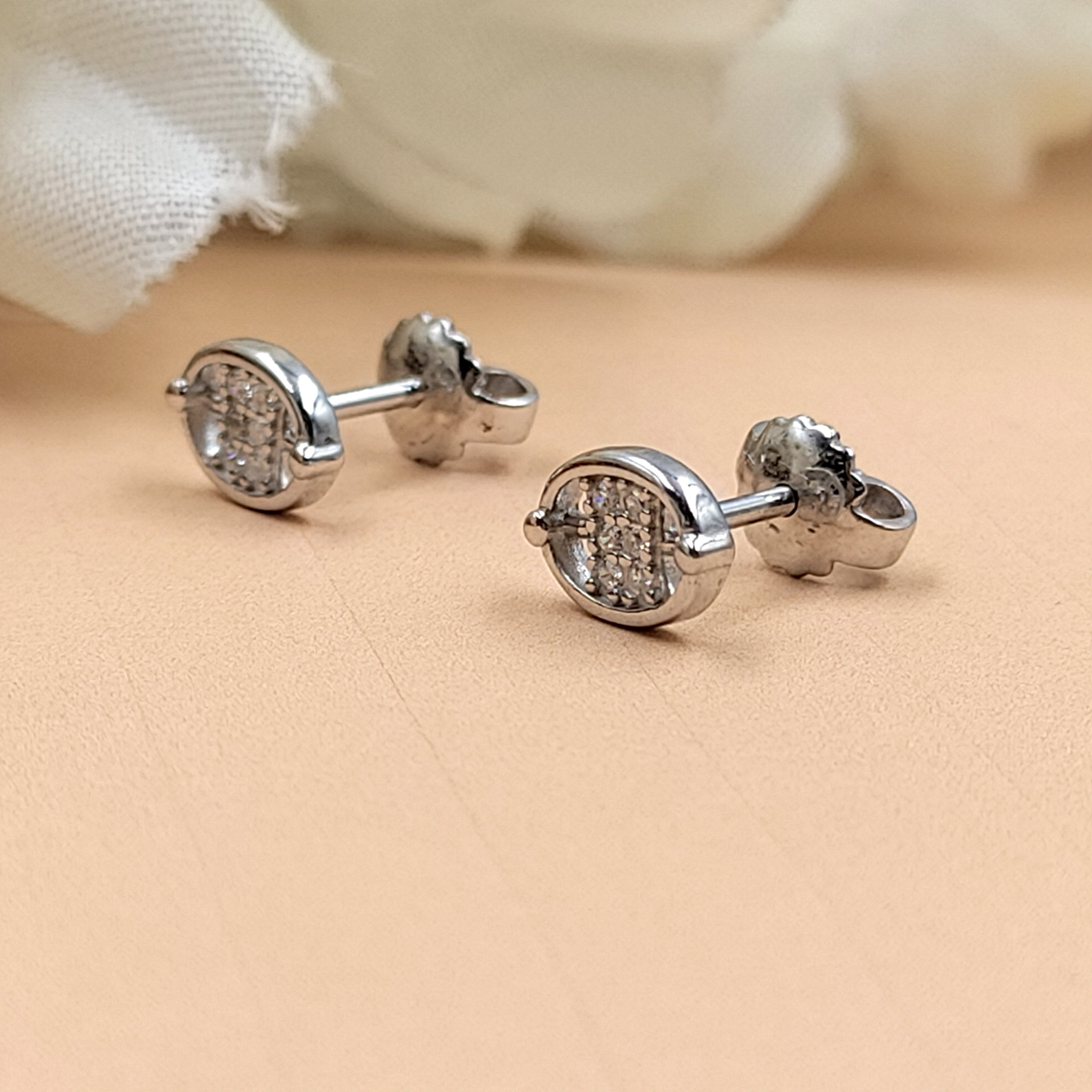 925 Sterling Silver Unique Dainty Oval Cubic Zirconia Stud Earrings Minimalist Handmade Cute Anniversary Gift Studs with Push back