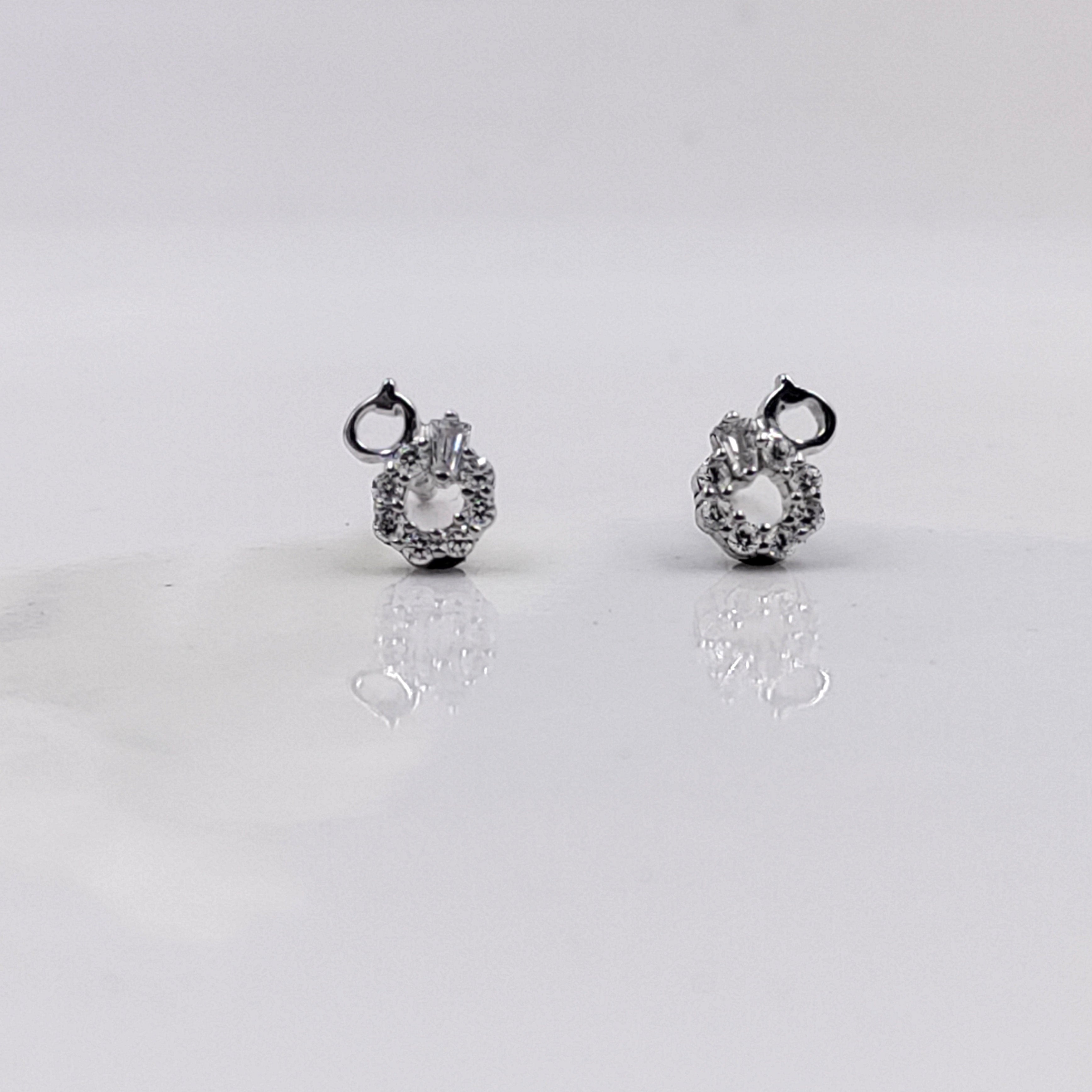 925 Sterling Silver Pretty Dainty Unique Design Cubic Zirconia Stud Earrings Minimalist Handmade Cute Anniversary Gift Studs with Push back
