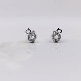 925 Sterling Silver Pretty Dainty Unique Design Cubic Zirconia Stud Earrings Minimalist Handmade Cute Anniversary Gift Studs with Push back