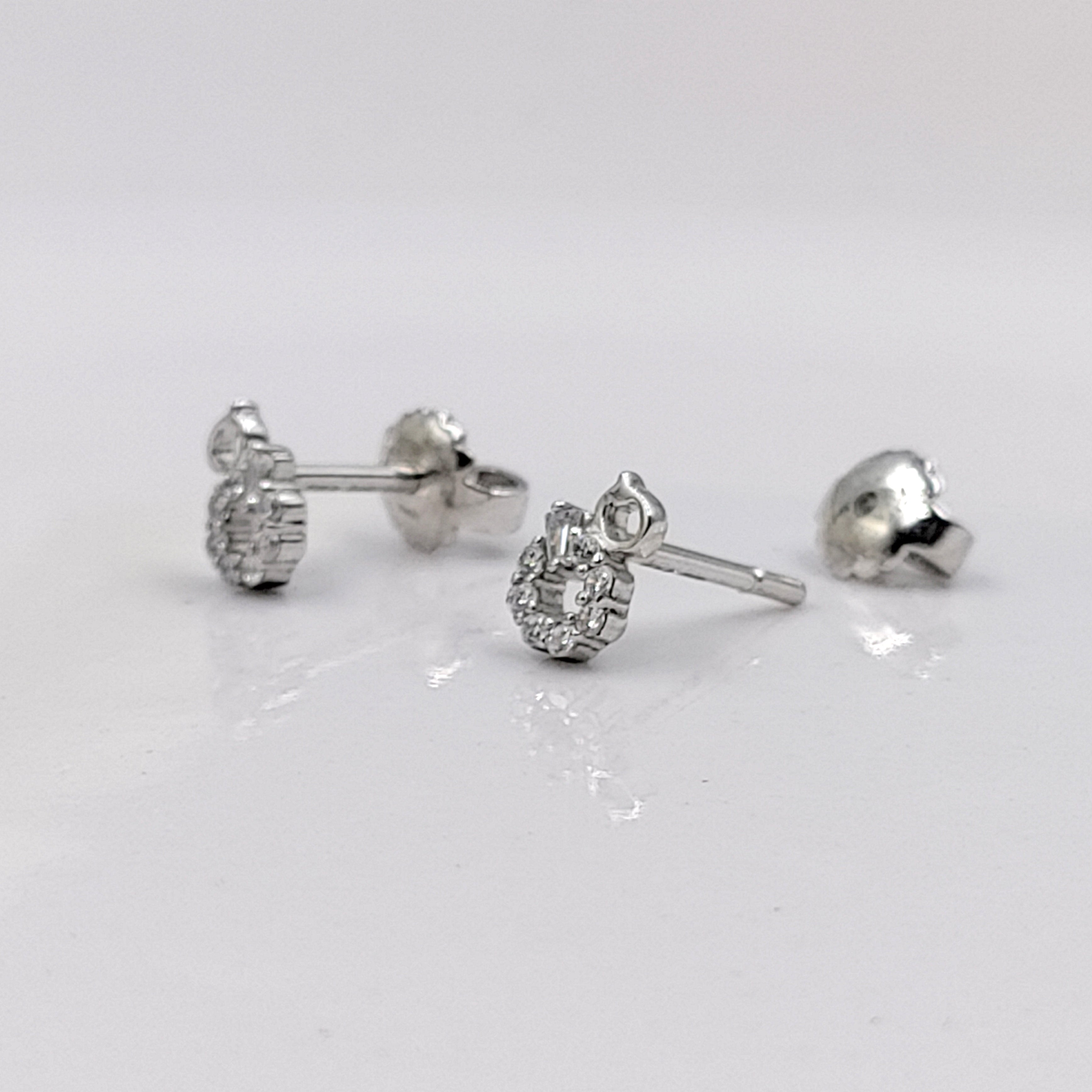 925 Sterling Silver Pretty Dainty Unique Design Cubic Zirconia Stud Earrings Minimalist Handmade Cute Anniversary Gift Studs with Push back