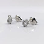 925 Sterling Silver Pretty Dainty Unique Design Cubic Zirconia Stud Earrings Minimalist Handmade Cute Anniversary Gift Studs with Push back