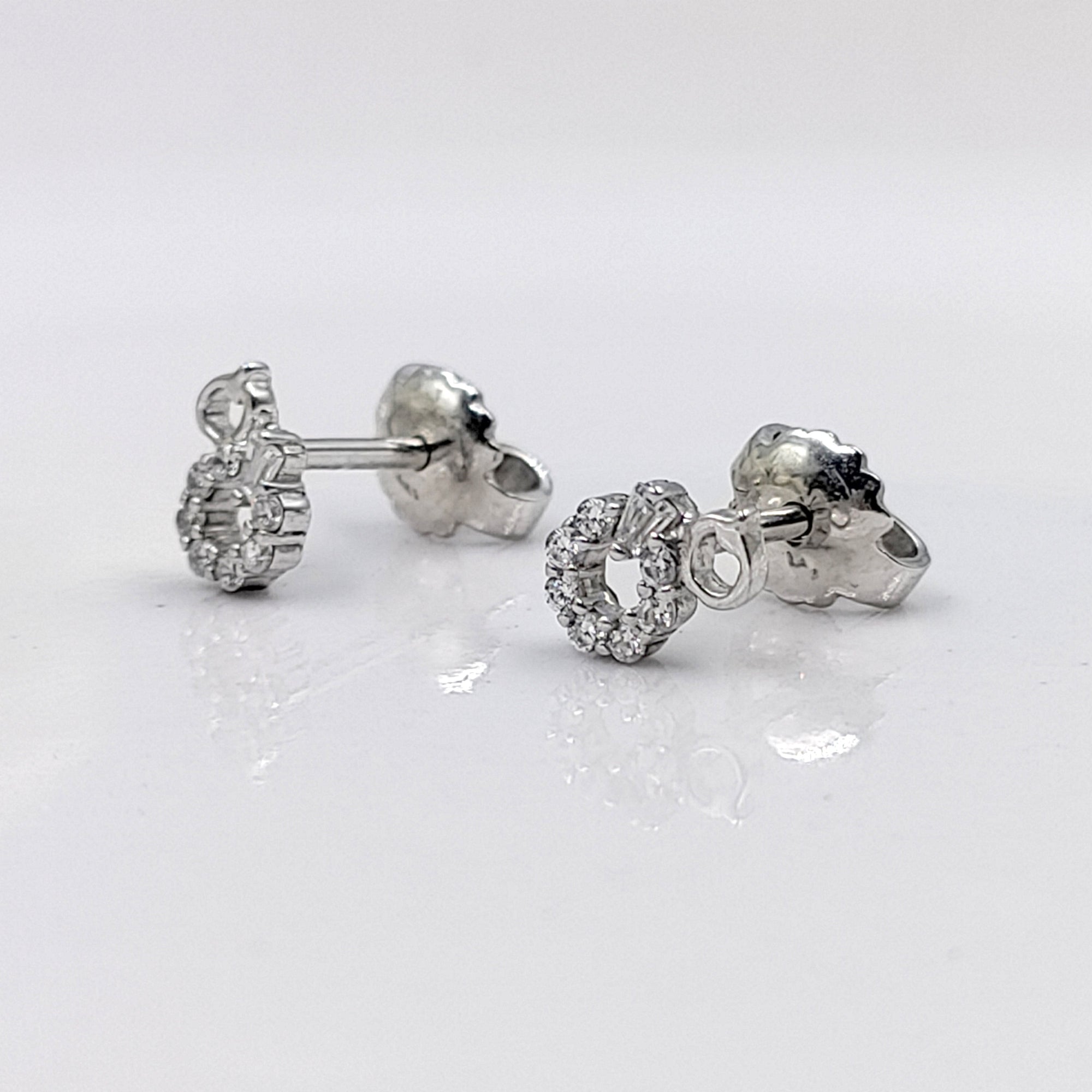 925 Sterling Silver Pretty Dainty Unique Design Cubic Zirconia Stud Earrings Minimalist Handmade Cute Anniversary Gift Studs with Push back