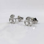 Sterling Silver 925 CZ Leaf Clover Earrings Dainty Floral Earrings Minimalist Lucky Charm Stud Earring Handmade Gift Studs with Push back