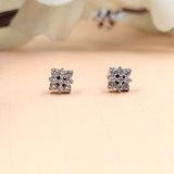 925 Sterling Silver Cute Floral Studs Earring Sparkle Studs Cubic zirconia Earring Minimalist Handmade Anniversary Gift Studs with Push back