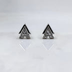 925 Sterling Silver A Symbol Double V Stud Earrings Studs Earring CZ Sparkle Studs Cubic zirconia Minimalist Handmade Studs with Push back