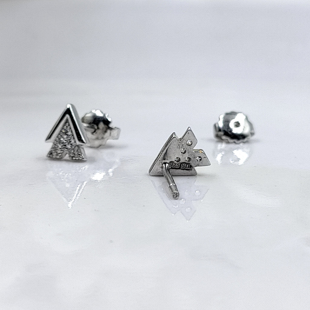 925 Sterling Silver A Symbol Double V Stud Earrings Studs Earring CZ Sparkle Studs Cubic zirconia Minimalist Handmade Studs with Push back