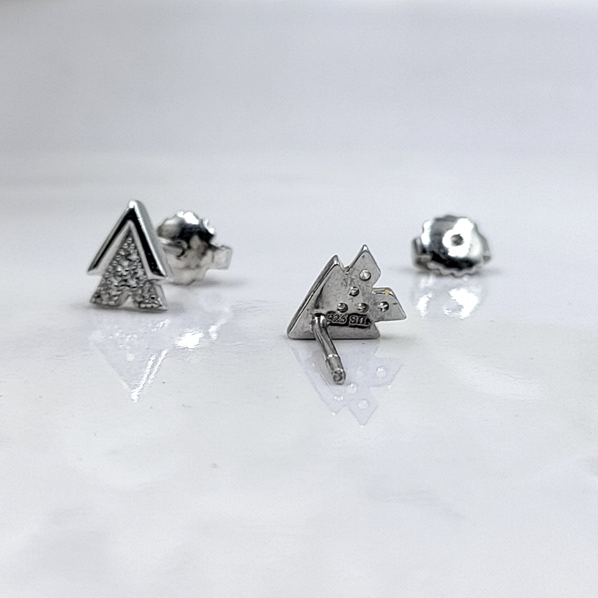 925 Sterling Silver A Symbol Double V Stud Earrings Studs Earring CZ Sparkle Studs Cubic zirconia Minimalist Handmade Studs with Push back