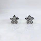 Sterling Silver 925 Cute CZ Flower Stud Earrings CZ Diamond Floral Sparkle Studs Minimalist Handmade Stud with Push back