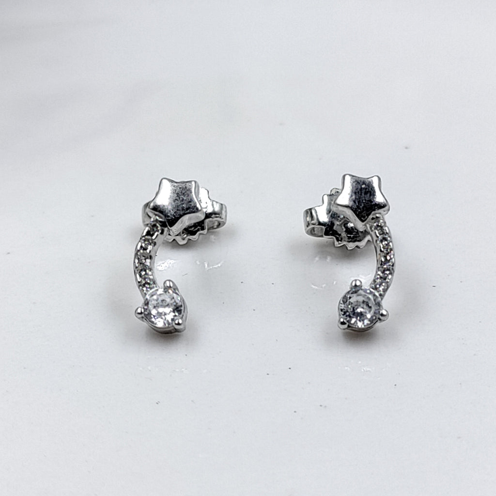 925 Sterling Silver Sparkle Star Studs Earrings CZ Diamonds Starburst Stud Minimalist Handmade Studs with Push back