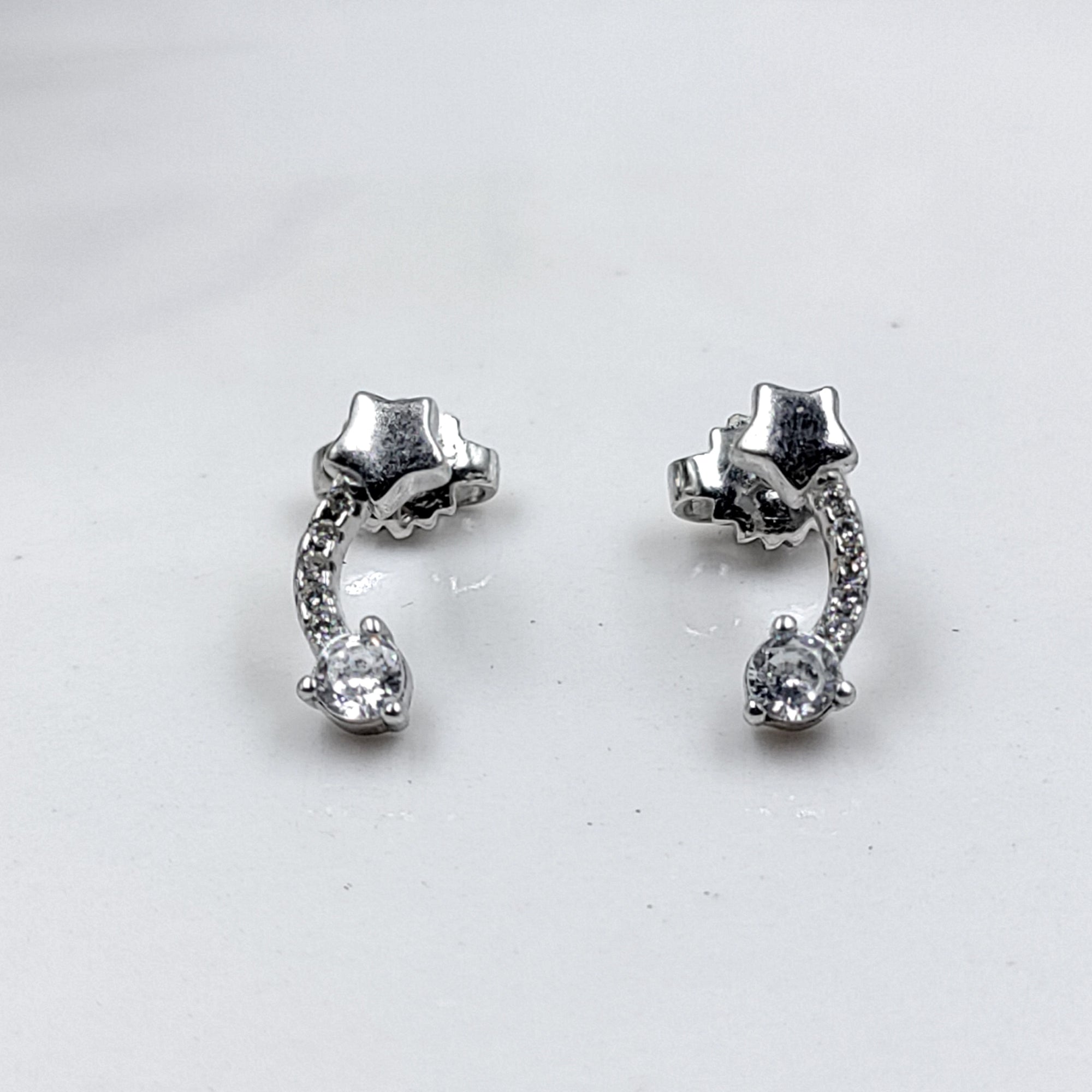 925 Sterling Silver Sparkle Star Studs Earrings CZ Diamonds Starburst Stud Minimalist Handmade Studs with Push back