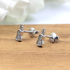 925 Sterling Silver Unique Guitar Stud Earrings Cute Music Lover Gift Stud Earrings CZ Minimalist Handmade Gift Studs with Push back