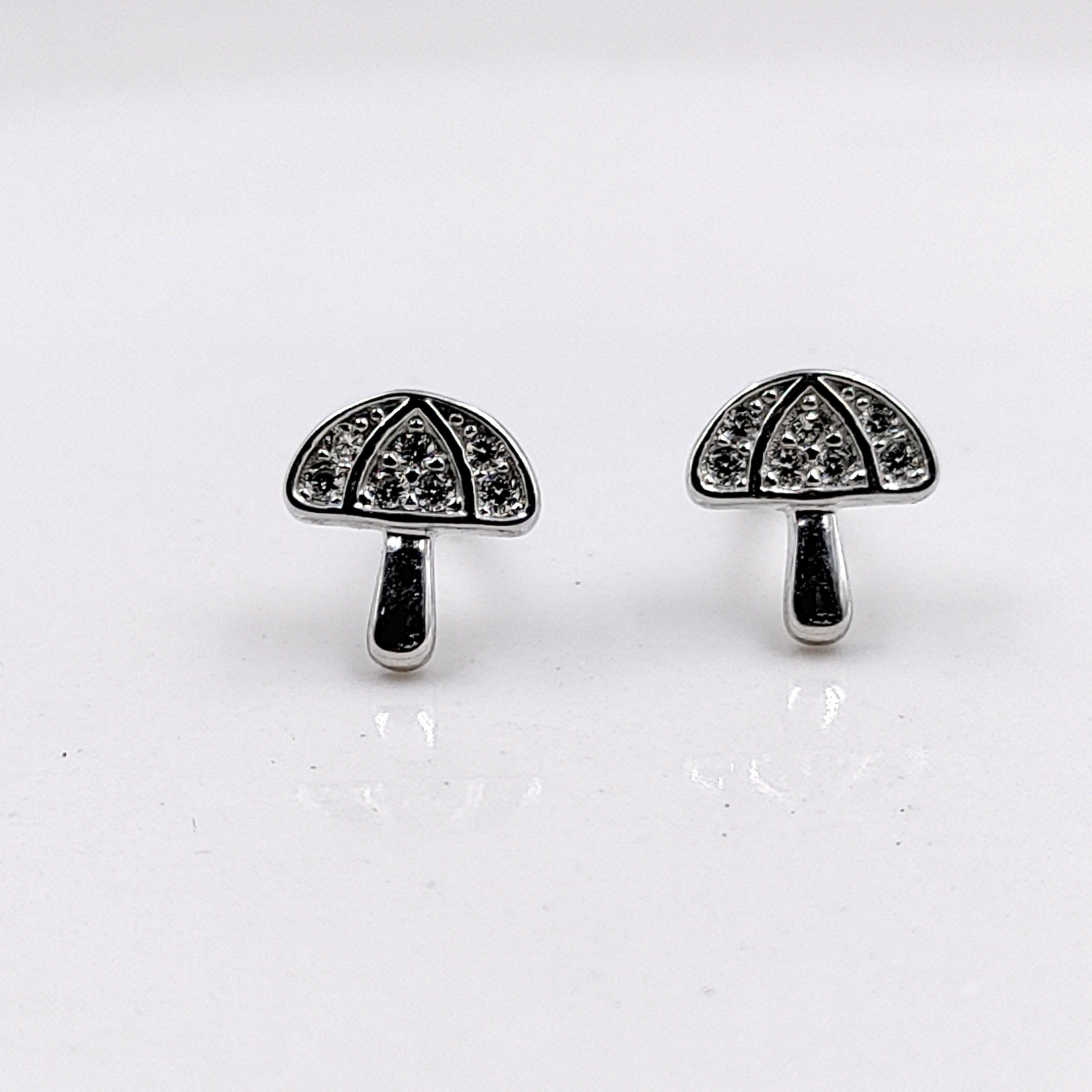 925 Sterling Silver Unique Umbrella Stud Earrings Cute Monsoon Lover Gift Stud Earrings CZ Minimalist Handmade Gift Studs with Push back