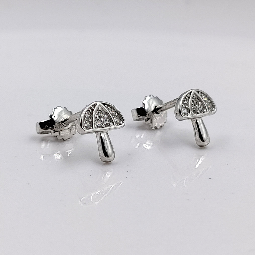 925 Sterling Silver Unique Umbrella Stud Earrings Cute Monsoon Lover Gift Stud Earrings CZ Minimalist Handmade Gift Studs with Push back