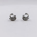 925 Sterling Silver Cute Swan Stud Earrings Cubic Zirconia Swan Ear Stud with Push back